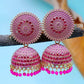 Vibrant Rani Pink Meenakari Jhumka Earrings