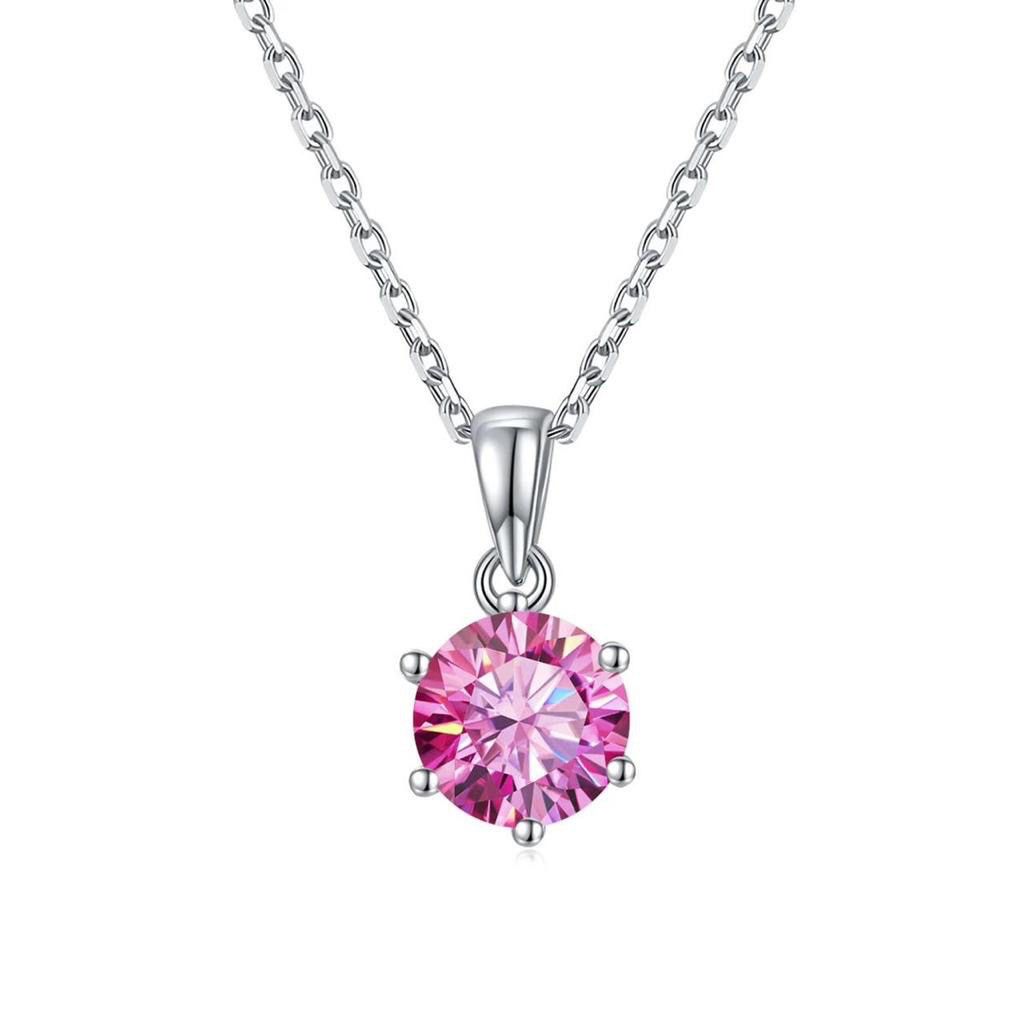 Dainty Pink Solitaire Pendant Necklace