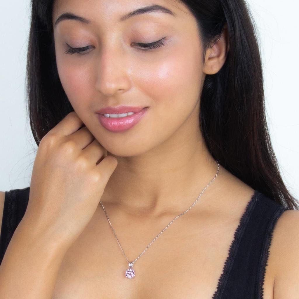 Dainty Pink Solitaire Pendant Necklace