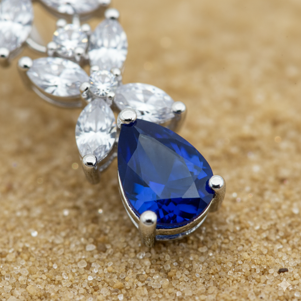 Elegant Pink Teardrop & Marquise AD Necklace Set