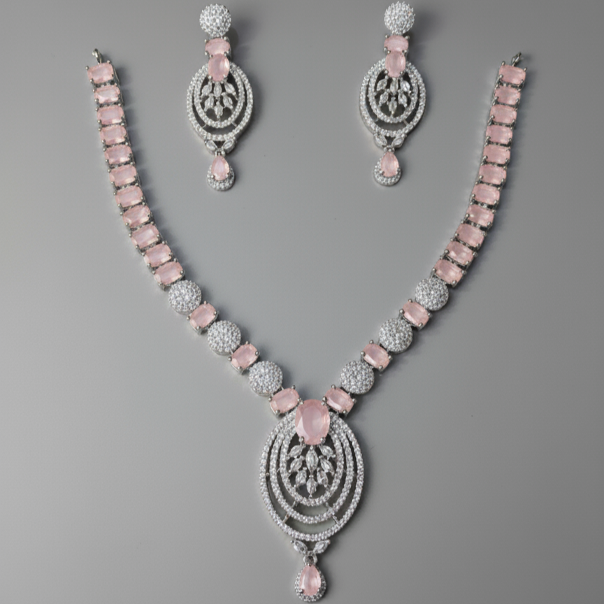 Regal Statement AD Gemstone Necklace Set for Weddings
