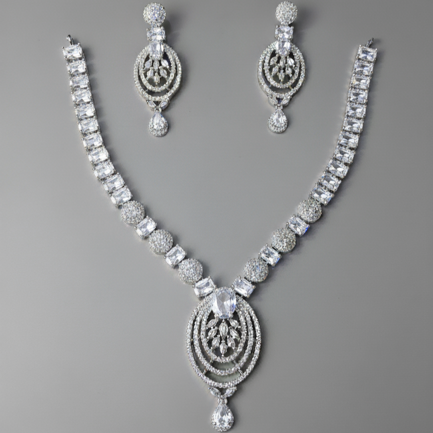 Regal Statement AD Gemstone Necklace Set for Weddings