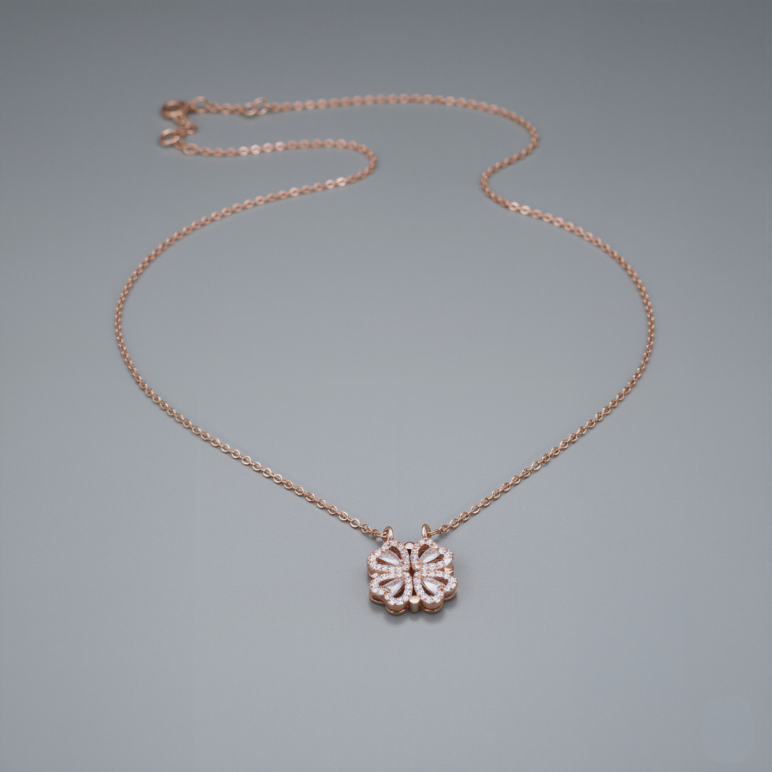 Gold Plated 2-in-1 Magnetic Clover Heart Necklace