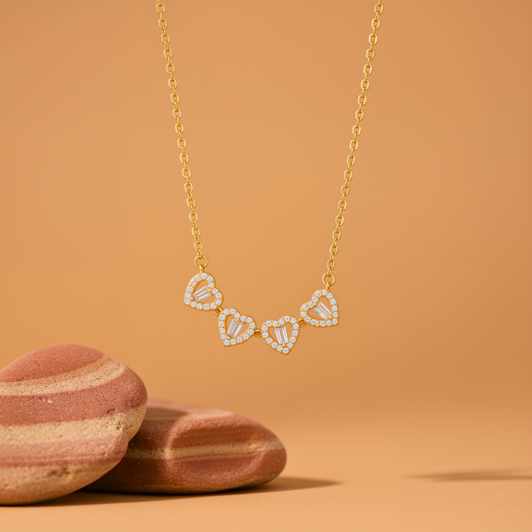 Gold Plated 2-in-1 Magnetic Clover Heart Necklace
