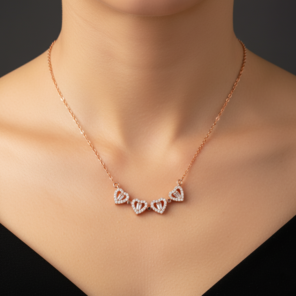 Gold Plated 2-in-1 Magnetic Clover Heart Necklace