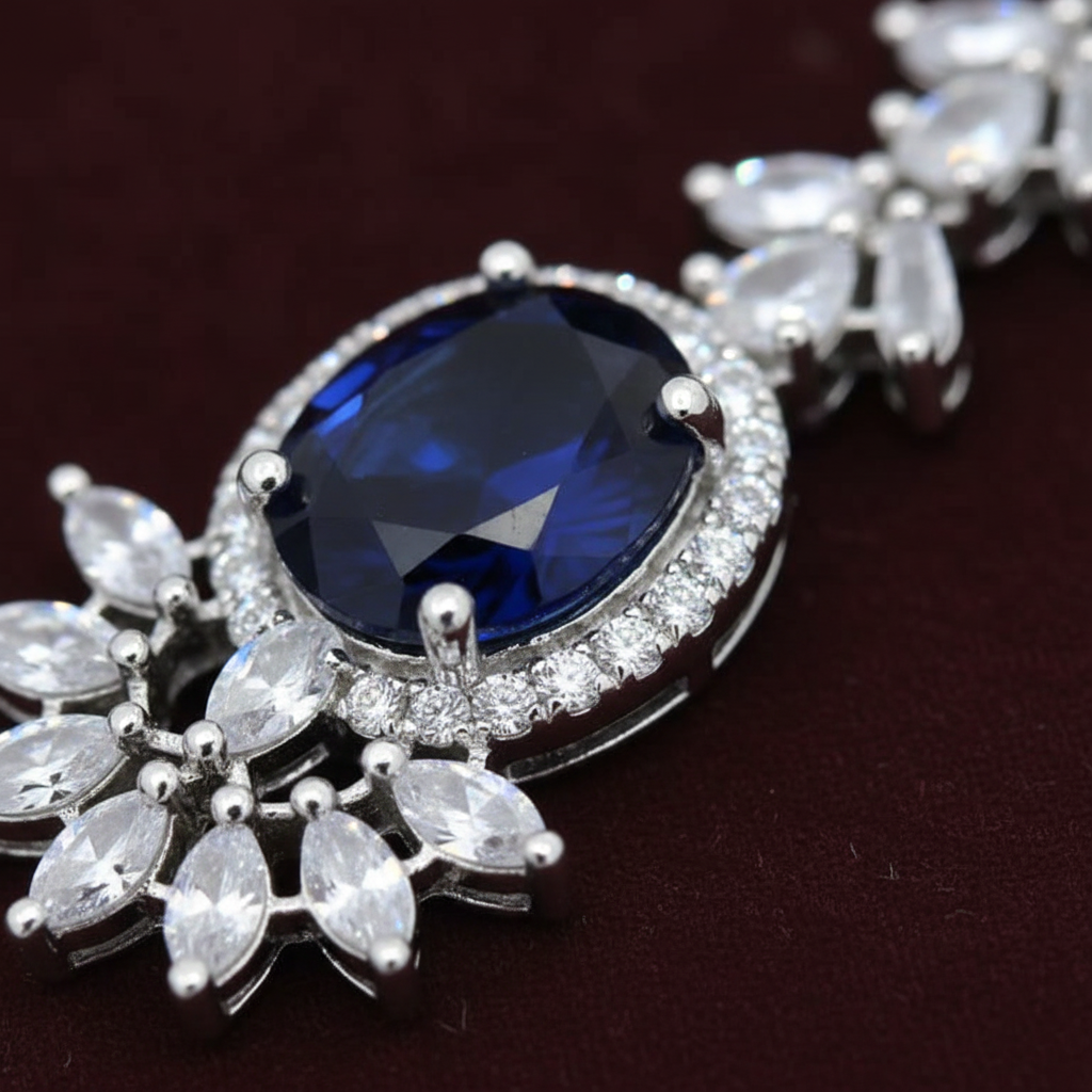 Grand Chandelier AD Gemstone Bridal Necklace Set