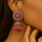 Vibrant Rani Pink Meenakari Jhumka Earrings