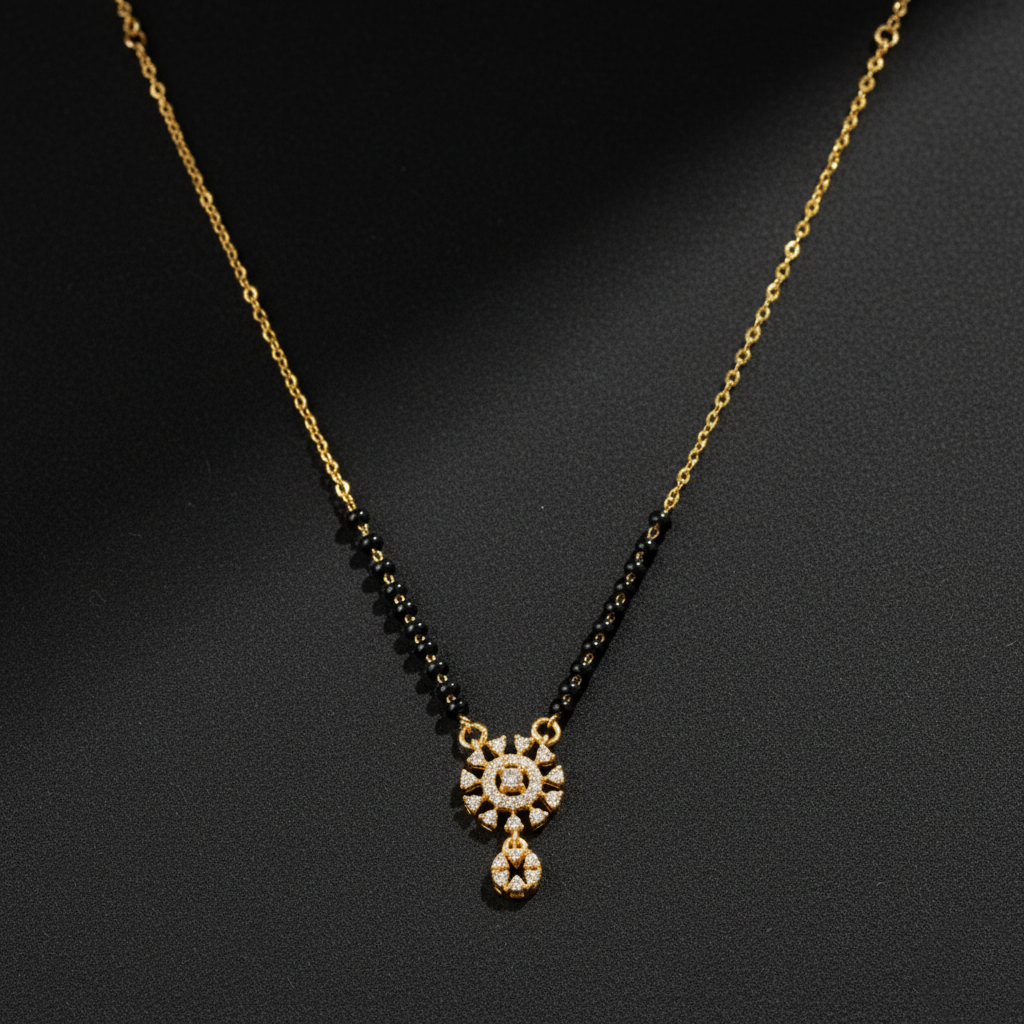 Gold Plated Sunburst AD Mangalsutra for Daily Wear