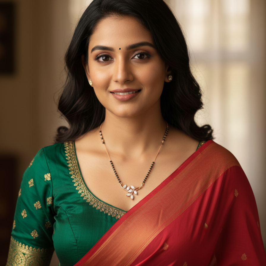 Chic Rose Gold Marquise Cluster Mangalsutra