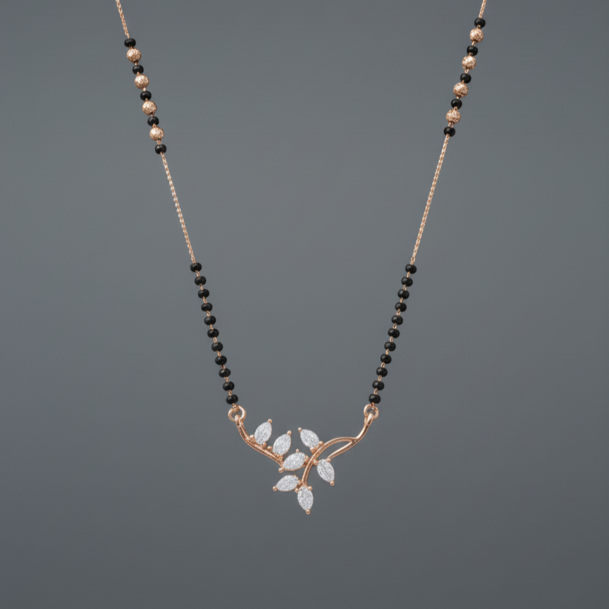Chic Rose Gold Marquise Cluster Mangalsutra