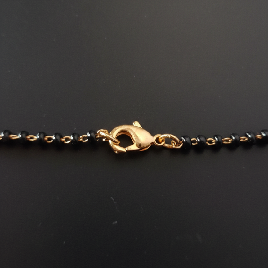 Modern Layered Double Strand Mangalsutra with Black Stones