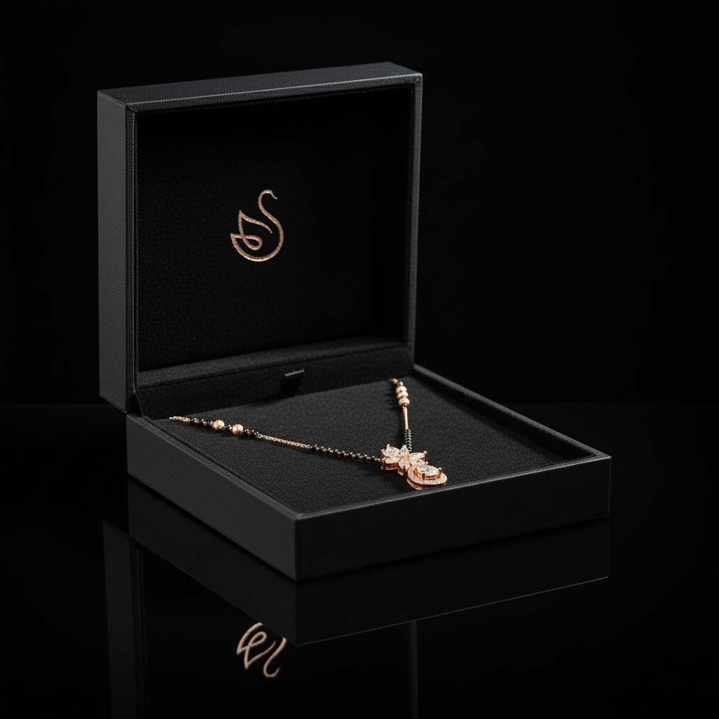 Rose Gold Floral Pearl & Teardrop Mangalsutra