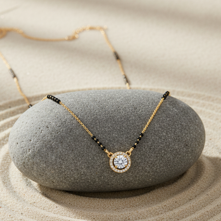 Minimalist Solitaire Halo AD Mangalsutra