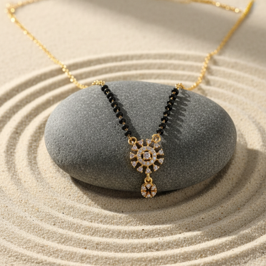 Gold Plated Sunburst AD Mangalsutra for Daily Wear