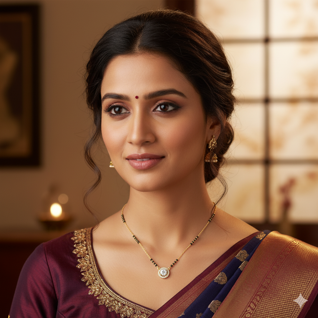 Minimalist Solitaire Halo AD Mangalsutra