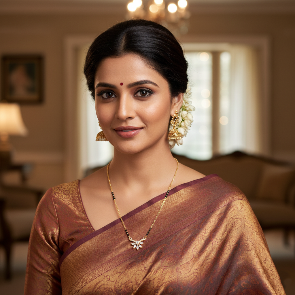 Dainty Gold Plated Marquise Cluster AD Mangalsutra