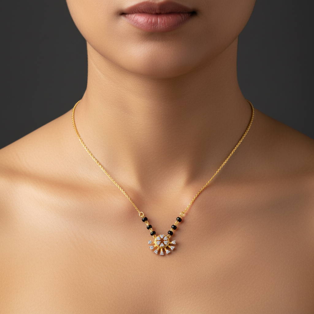 Modern Sunburst Floral AD Mangalsutra