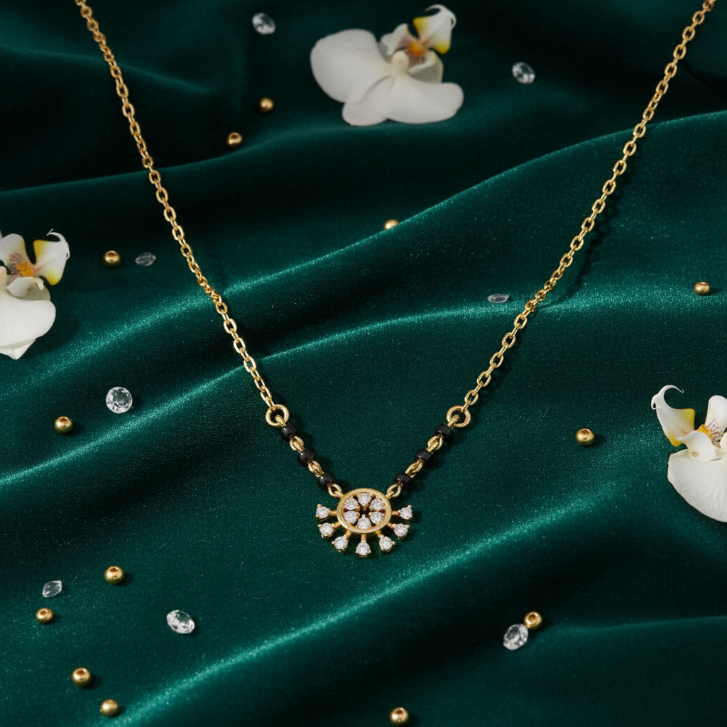 Modern Sunburst Floral AD Mangalsutra
