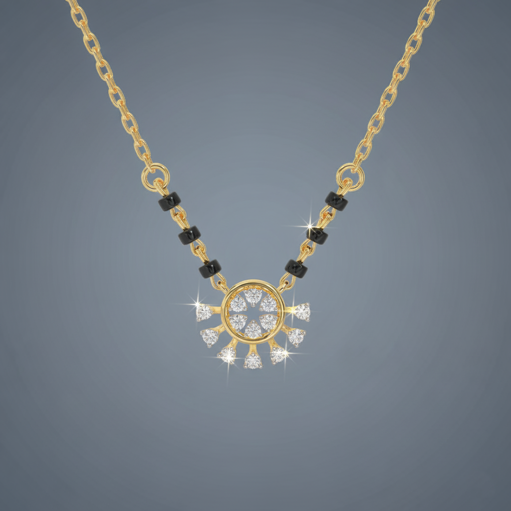 Modern Sunburst Floral AD Mangalsutra