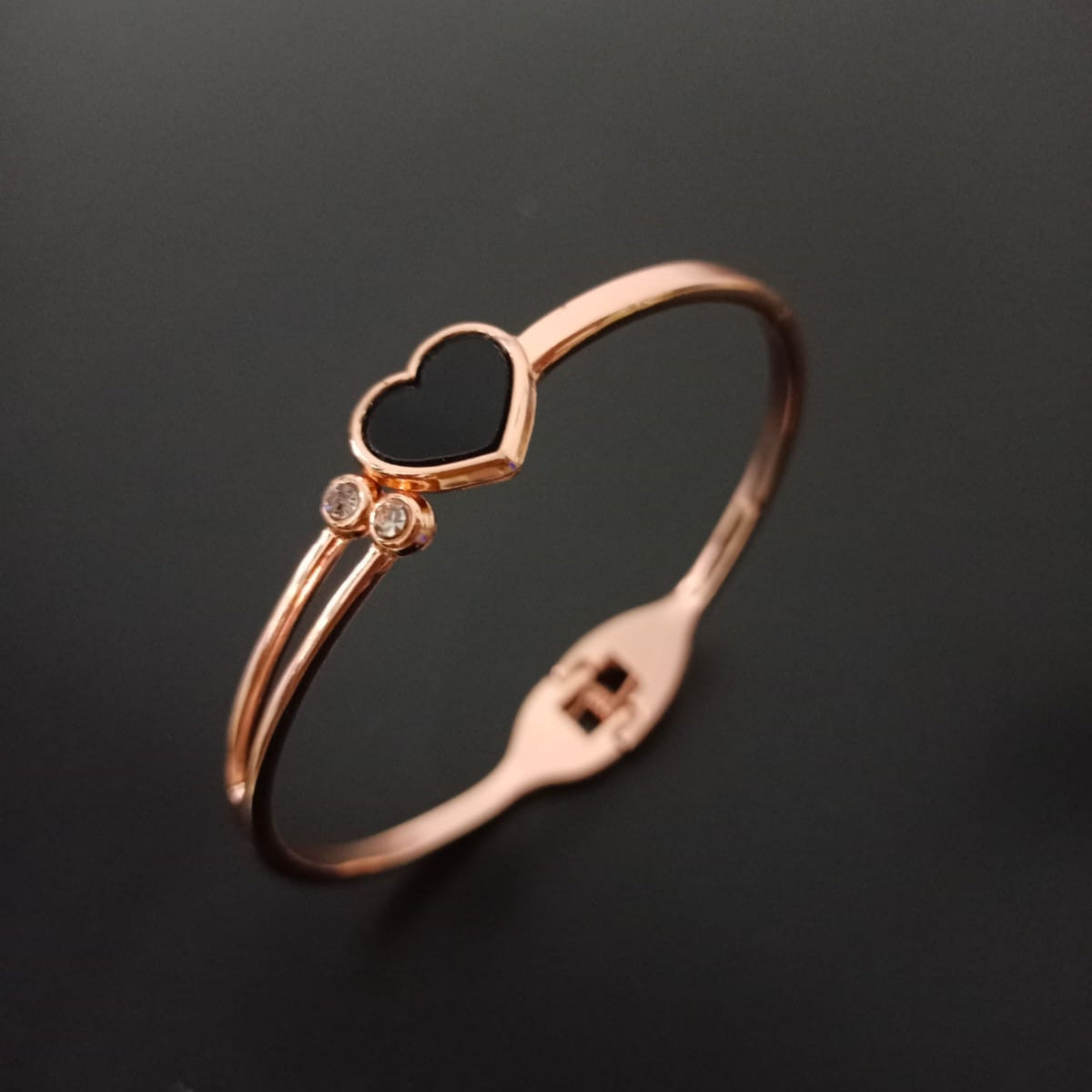 Black Heart Rose Gold Bracelet Kada
