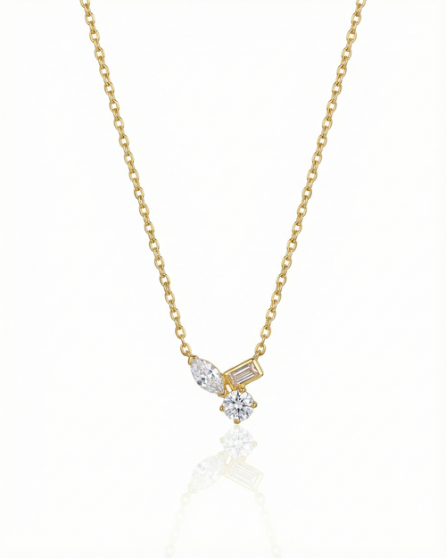 Asymmetrical Crystalline Triad Necklace