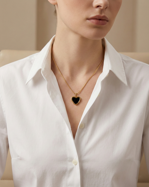 Ebony-Vitreous Cordiform Necklace