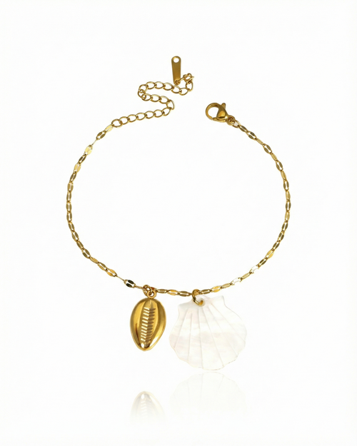 Nacreous-Scallop & Cypraea Bracelet