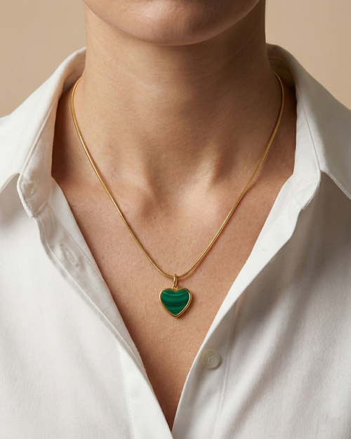 Emerald-Vitreous Cordiform Necklace