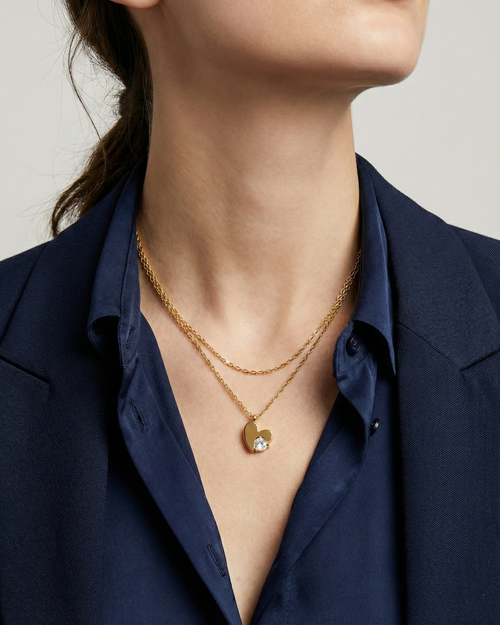 Crystalline Asymmetric-Cordiform Necklace