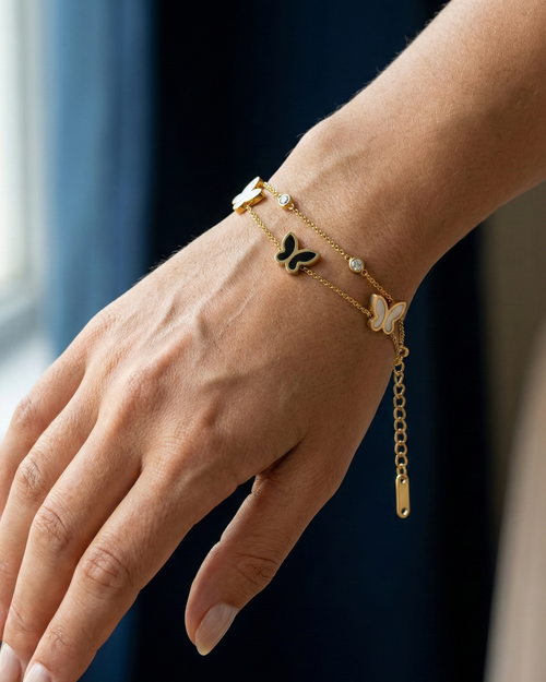 Noir & Nacreous Papillon Bracelet