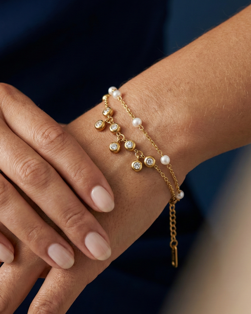 Layered Pearl & Crystal Bracelet