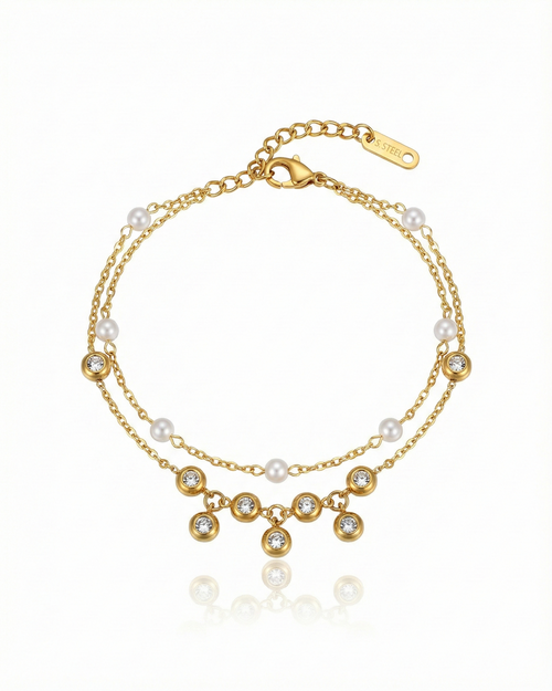 Layered Pearl & Crystal Bracelet