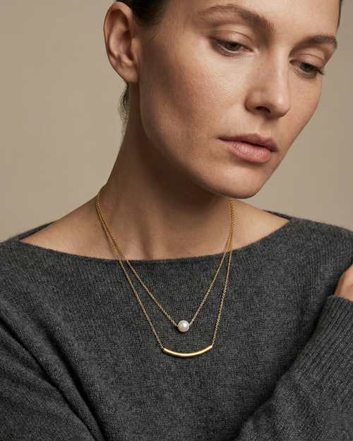 Layered Nacreous & Cylindrical Necklace