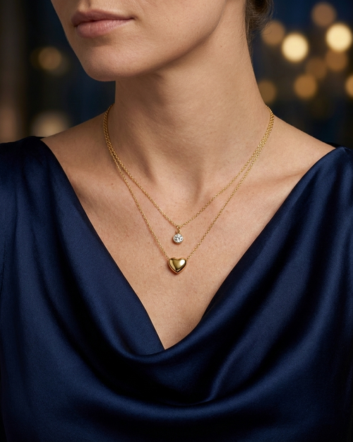 Crystalline & Puffy Cordiform Necklace