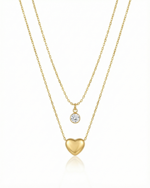 Crystalline & Puffy Cordiform Necklace