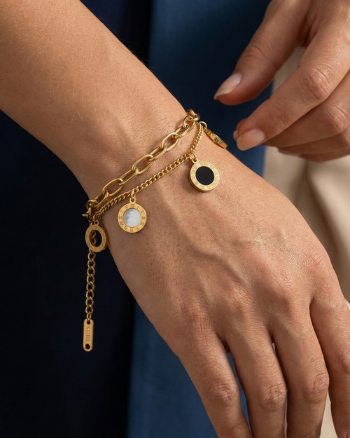 Layered Noir & Nacreous Bracelet