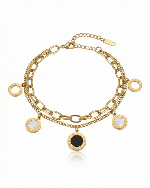 Layered Noir & Nacreous Bracelet