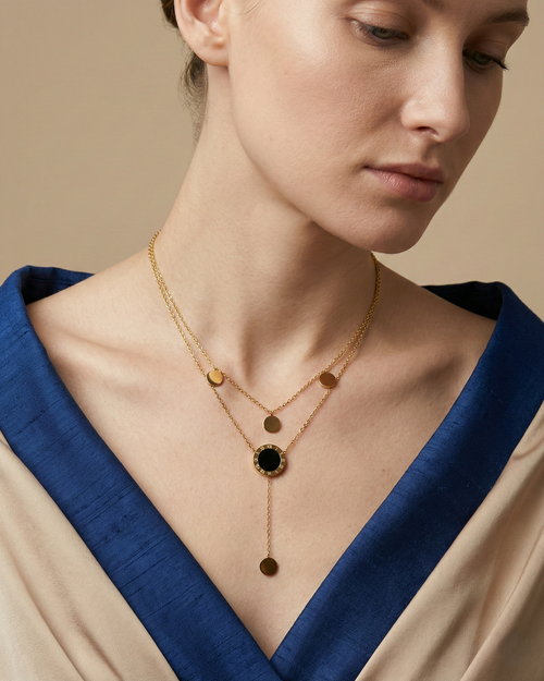 Romanesque Medallion Lariat Necklace
