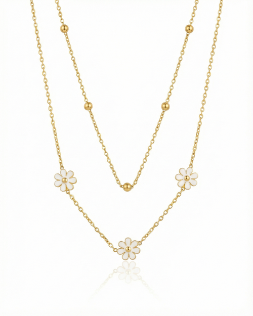 Tiered Alabaster Marguerite Necklace