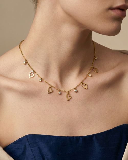 Airy Heart & Crystal Necklace