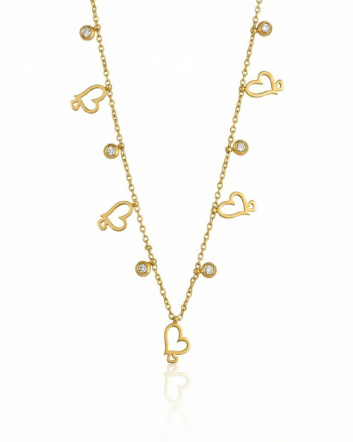 Airy Heart & Crystal Necklace