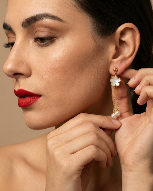 Pearly Bloom Tiered Dangles