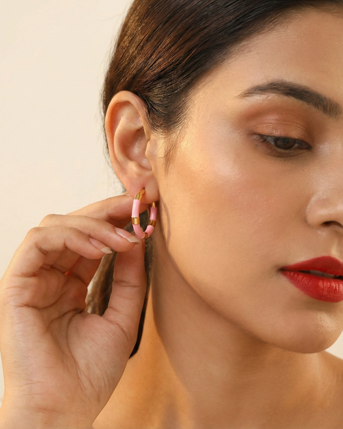 Gilded Blush Bamboo Hoops