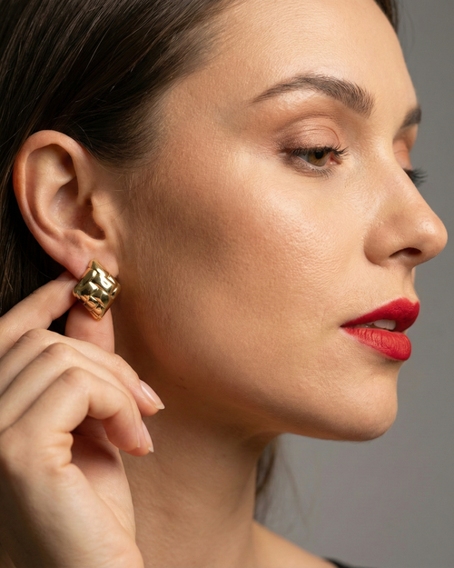 Gilded Braided Lozenge Earrings