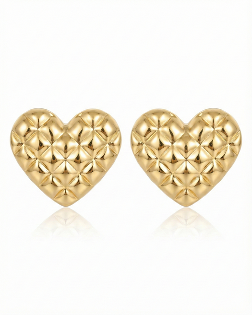 Gilded Matelassé Heart Earrings