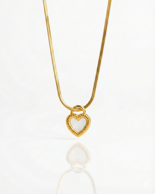 Striated-Contoured Cordiform Necklace