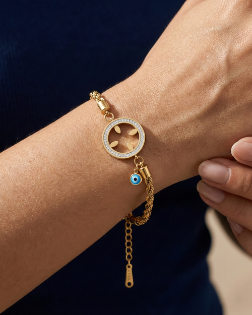 Pavé-Halo & Azure-Ocular Bracelet