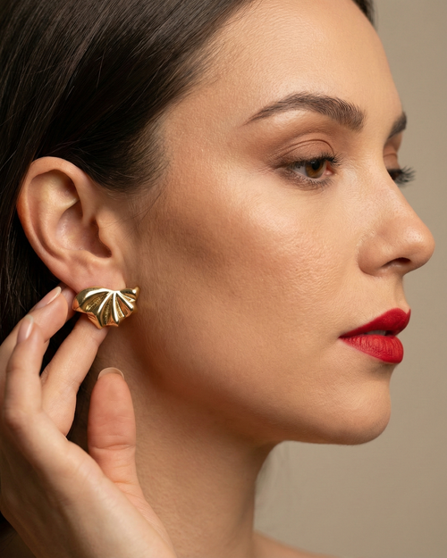 Rippled Shell-Fan Earrings