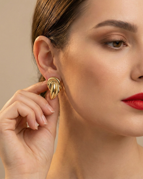 Lustrous Ribbed Swirl Earrings