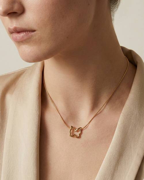 Gilded Contour Butterfly Necklace
